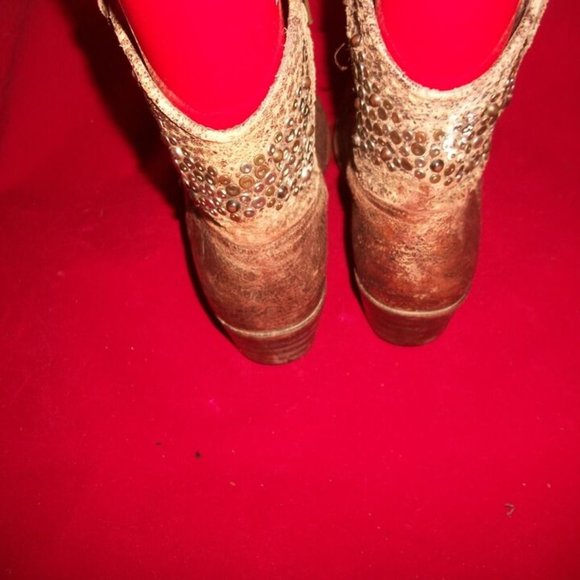 Vtg Frye Deborah Studded Aged-Leather Cowgirl Boots Handmade in Spain - Picture 5 of 10